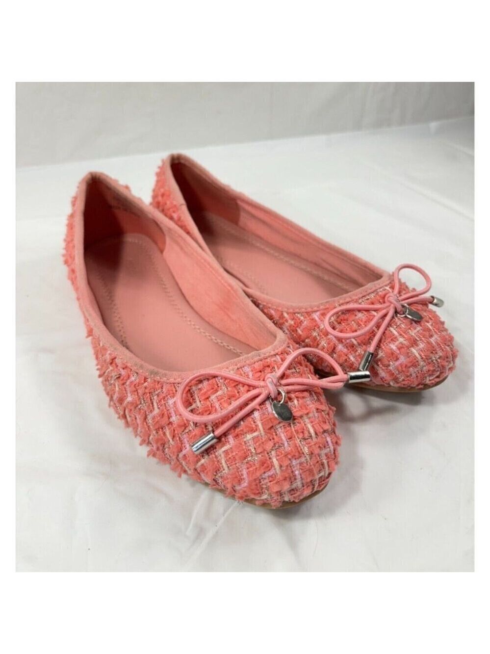 ASOS DESIGN Lallie Pink Tweed Ballet Flat Women's Size 7